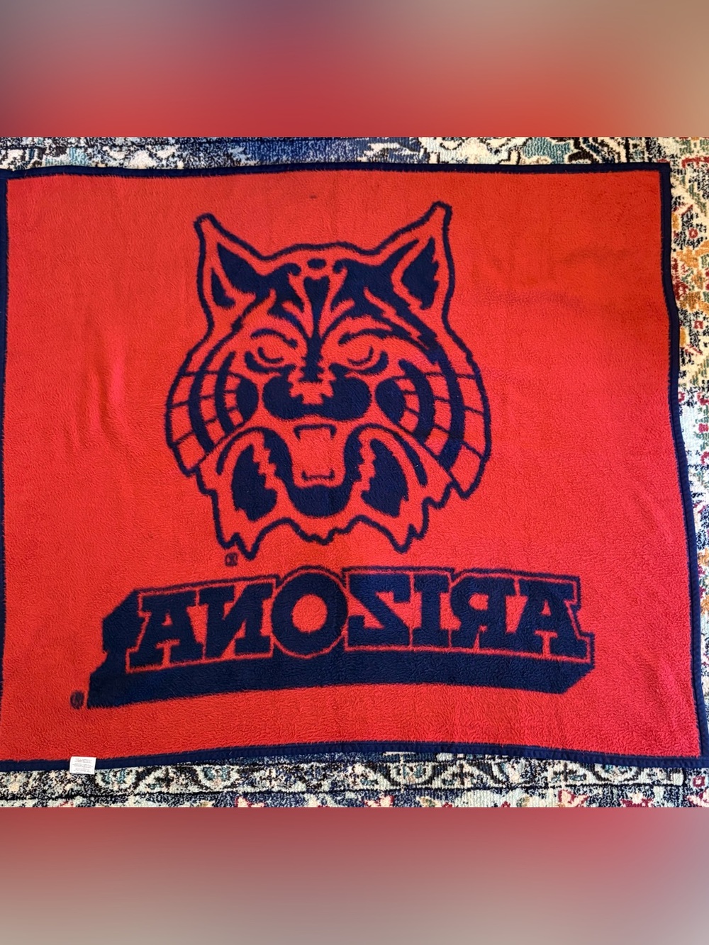 University Of Arizona Wildcats Throw Blanket Biederlack USA Red Blue - Picture 2 of 3